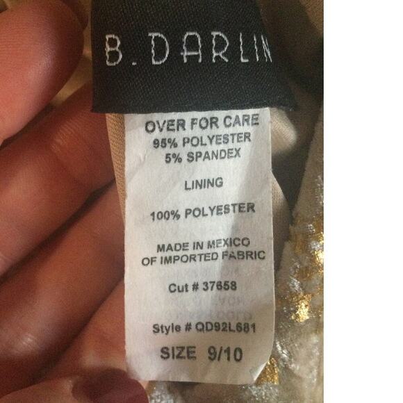 Vintage B.Darlin Womens Velvet Fairy Mini Dress Size 9 10 Cocktail Gold NEW Y2K - Picture 13 of 15